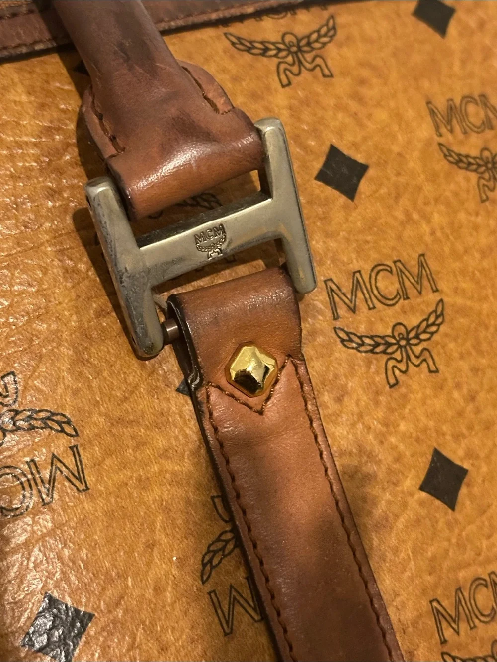 Vintage MCM Cognac Visetos Leather Weekender Bag